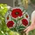 Red Poppy Stained Glass Art - Tiffany Style Floral Mosaic Translucent Glass Decor Stained Glass Suncatcher - 2