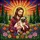 Jesus Christ Holding Pug Dog Wildflowers - Tiffany Glass Style Religious Decor Gift Stained Glass Suncatcher - 5