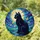 Black Cat Glowing Eyes Full Moon Night Sky Stained Glass - Tiffany Style Art Decor Stained Glass Suncatcher - 1