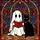 Tiffany Glass Ghost Black Cat Reading Red Book Gothic Window Frame Intricate Decor Stained Glass Suncatcher - 5