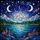 Snowy Mountain Lake Starry Night Sky Dual Moons Glowing Intricate Cosmic Stained Glass Art Stained Glass Suncatcher - 5