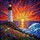 Tiffany Stained Glass Lighthouse Sunset Ocean Wildflowers Glowing Jewel Tones Stained Glass Suncatcher - 5
