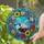 Opossum Stained Glass Art - Tiffany Style Wild Garden Flowers Glowing Blue Sky Stained Glass Suncatcher - 2