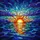 Stained Glass Sun Over Water Ocean Lake - Intricate Mosaic Glowing Jewel Tones Art Stained Glass Suncatcher - 5