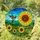 Sunflower Hummingbird Tiffany Stained Glass Glowing Translucent Jewel Tones Landscape Stained Glass Suncatcher - 1