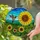 Sunflower Hummingbird Tiffany Stained Glass Glowing Translucent Jewel Tones Landscape Stained Glass Suncatcher - 2