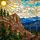 Rugged Rock Cliff Mountain Pine Trees Sun - Tiffany Style Stained Glass Jewel Tone Art Stained Glass Suncatcher - 5