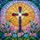 Intricate Stained Glass Christian Cross Sunburst Flowers Tiffany Style Jewel Tones Stained Glass Suncatcher - 5