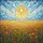 Tiffany Stained Glass Radiant Sun Arched Window - Wildflower Wheat Fields Sky Mosaic Stained Glass Suncatcher - 5