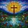 Christian Cross Stained Glass Art - Tiffany Style Sun, Water, Wildflowers, Mountain Faith Decor Stained Glass Suncatcher - 5