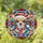 Chihuahua Dog Santa Hat Red Scarf Stained Glass Geometric Mosaic - Christmas Holiday Gift Stained Glass Suncatcher - 1