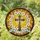 Tiffany Stained Glass Cross Easter Lilies 'He is Risen' Crown of Thorns - Faith Gift Stained Glass Suncatcher - 1