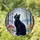 Black Cat Yellow Eyes Toadstools Mushrooms Winter Forest Snow Tiffany Glass Style Art Stained Glass Suncatcher - 1