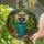 Mischievous Raccoon Peeking Trash Can Stained Glass Tiffany Art - Urban Park Scene Stained Glass Suncatcher - 2