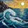 Powerful Ocean Waves Crashing Coastline Sun Rays - Rugged Cliff Tiffany Style Artwork Stained Glass Suncatcher - 5