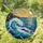 Powerful Ocean Waves Crashing Coastline Sun Rays - Rugged Cliff Tiffany Style Artwork Stained Glass Suncatcher - 1