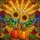 Pumpkin Sunflower Autumn Leaves Stained Glass Tiffany Art Mosaic - Radiant Fall Decor Stained Glass Suncatcher - 5