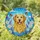 Golden Retriever Cooper Stained Glass Art - Intricate Wildflowers Butterflies Blue Sky Mosaic Stained Glass Suncatcher - 1