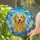 Golden Retriever Cooper Stained Glass Art - Intricate Wildflowers Butterflies Blue Sky Mosaic Stained Glass Suncatcher - 2