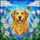 Golden Retriever Cooper Stained Glass Art - Intricate Wildflowers Butterflies Blue Sky Mosaic Stained Glass Suncatcher - 5