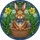 Fluffy Brown Rabbit Blue Bow Tie Easter Eggs Spring Flowers Mosaic - Tiffany Glass Art Stained Glass Suncatcher - 5