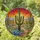 Saguaro Cactus Desert Landscape Tiffany Glass Stained Art - Prickly Pear & Blue Agave Stained Glass Suncatcher - 1