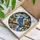Stained Glass Blue Jay Bird on Brown Branch with Red & Yellow Berries - Tiffany Style Art Stained Glass Suncatcher - 3