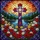 Christian Cross Tiffany Stained Glass Lake Mountain Floral Poppy Daisy Sunburst Sky Jewel Tone Stained Glass Suncatcher - 5