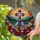 Christian Cross Tiffany Stained Glass Lake Mountain Floral Poppy Daisy Sunburst Sky Jewel Tone Stained Glass Suncatcher - 2