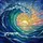 Majestic Ocean Wave Tiffany Glass Sunset Sky Scene - Iridescent Sea Foam Glass Art Stained Glass Suncatcher - 5