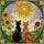 Black Orange Tabby Cats Sunflowers Daisies Rose Radiant Sun Tiffany Stained Glass Window Art Stained Glass Suncatcher - 5