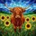 Highland Cow Sunflower Stained Glass Art - Tiffany Style Pastoral Landscape Jewel Tones Stained Glass Suncatcher - 5