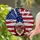 Patriotic Gnome American Flag Stars Stained Glass Mosaic - 4th of July Home Decor Stained Glass Suncatcher - 2