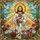 Jesus Christ Raccoon Stained Glass Art with Doves & Wildflowers - Golden Halo Design Stained Glass Suncatcher - 5