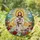 Jesus Christ Raccoon Stained Glass Art with Doves & Wildflowers - Golden Halo Design Stained Glass Suncatcher - 1