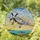 P-51 Mustang Fighter Plane Stained Glass Art - US Star Insignia Cloud, Water & Land Scene Stained Glass Suncatcher - 1