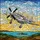 P-51 Mustang Fighter Plane Stained Glass Art - US Star Insignia Cloud, Water & Land Scene Stained Glass Suncatcher - 5