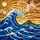 Colossal Ocean Wave Tiffany Glass Art - Radiating Sun Sky & Conical Mountain Horizon Stained Glass Suncatcher - 5
