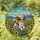 Stained Glass Cavalier King Charles Spaniel Sunflowers Lavender Rolling Hills Mosaic Sky Stained Glass Suncatcher - 1