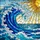 Majestic Cresting Ocean Wave, Golden Sun Rays, Frothy Sea - Tiffany Jewel Stained Glass Stained Glass Suncatcher - 5