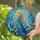 Praying Angel Stained Glass Golden Moon Daisies Tiffany Jewel Tone Art Teal Blue Green Stained Glass Suncatcher - 2