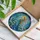 Praying Angel Stained Glass Golden Moon Daisies Tiffany Jewel Tone Art Teal Blue Green Stained Glass Suncatcher - 3