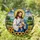 Jesus Holding Grey Tabby Cat Stained Glass Art - Sunflowers & Pastoral Scene Stained Glass Suncatcher - 1