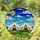 Camping Tents Sky Landscape Stained Glass Art - Detailed Mosaic Tiffany Style Jewel Tones Stained Glass Suncatcher - 1