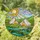 Bell Tents Stained Glass Tiffany Art - Glowing Camp Landscape Turquoise Water & Sun Sky Stained Glass Suncatcher - 1
