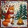 Stained Glass Fox Hot Cocoa Campfire Winter Forest - Red Berries Conifer Trees Stained Glass Suncatcher - 5