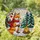 Stained Glass Fox Hot Cocoa Campfire Winter Forest - Red Berries Conifer Trees Stained Glass Suncatcher - 1
