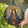 Virgin Mary Tiffany Stained Glass Rosary Mosaic Sunburst Light Rays Golden Crown Religious Art Stained Glass Suncatcher - 2