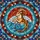 Teal Red-Orange Blue Gold Intricate Stained Glass Capricorn Sea-Goat Aries Mosaic Stained Glass Suncatcher - 5