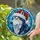 Wolf Husky Dog Santa Hat Stained Glass Art - Winter Sky Christmas Holiday Decor Gift Stained Glass Suncatcher - 2